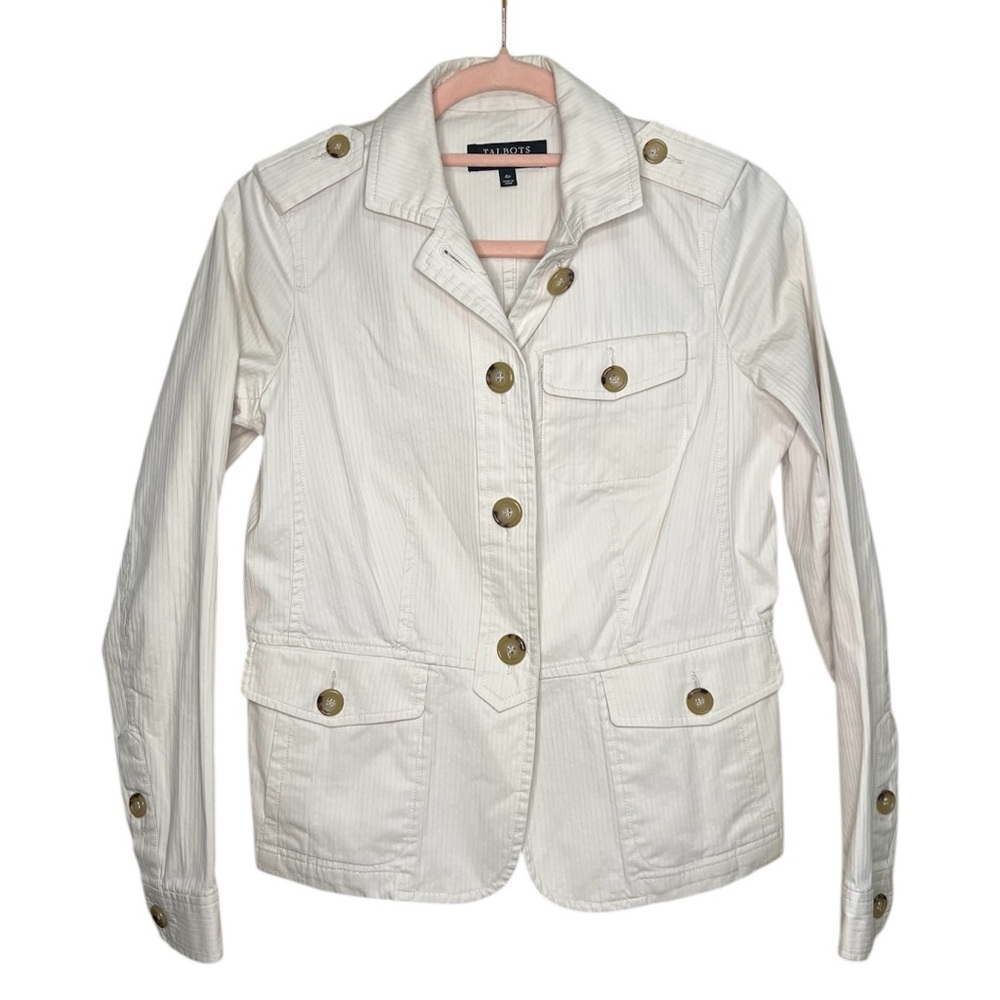 TALBOTS White Button Down Jacket for Women Size 4P - Picture 10 of 16
